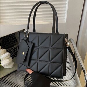 PU leather square mini bag black